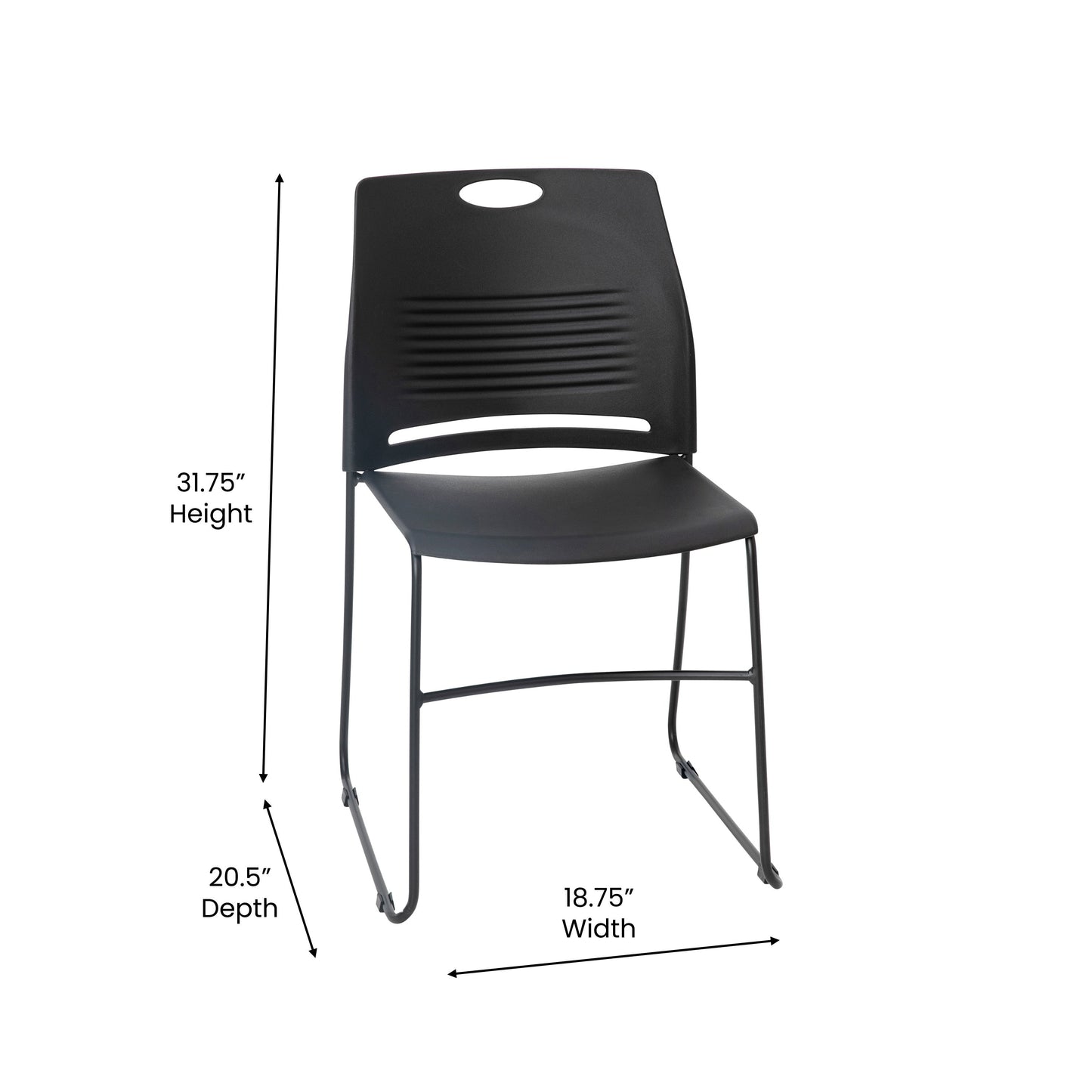 Black Sled Base Stack Chair RUT-NC499A-BK-GG