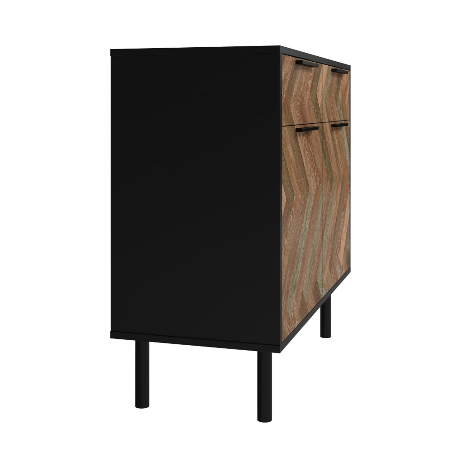 Manhattan Comfort Mid-Century Modern Liam Sideboard with 4 Shelves in Black and Brown SB-311AMC248