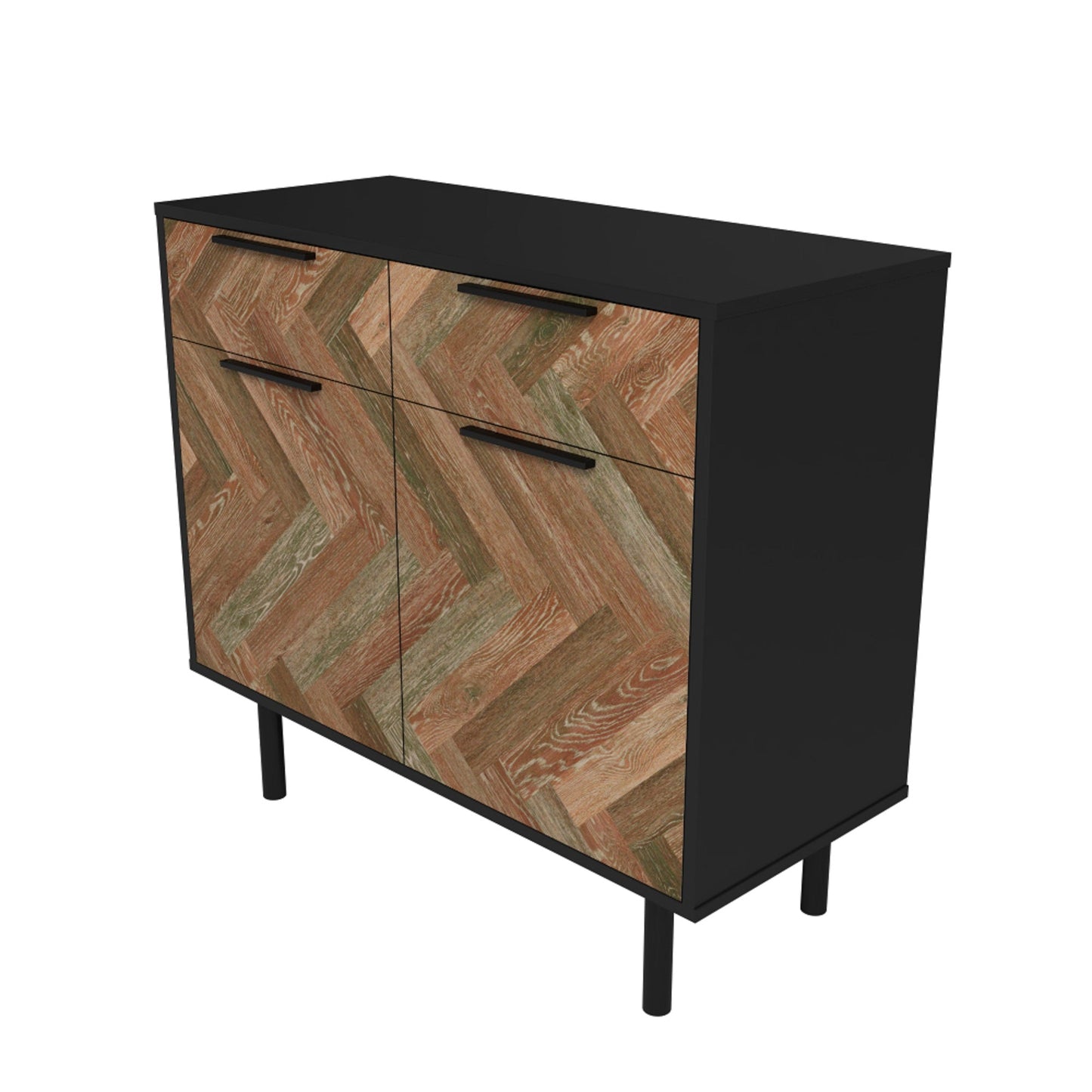 Manhattan Comfort Mid-Century Modern Liam Sideboard with 4 Shelves in Black and Brown SB-311AMC248