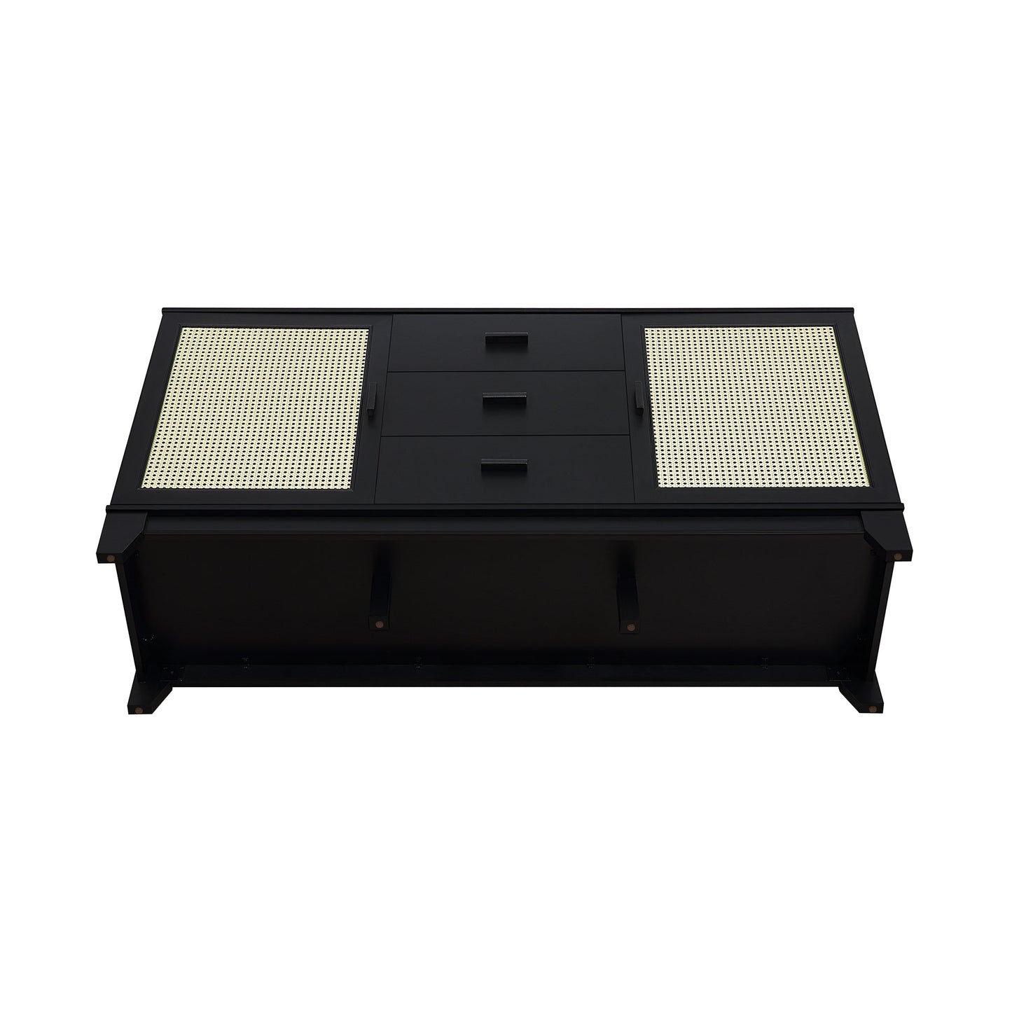 Manhattan Comfort Sheridan 59.05 Modern Cane Sideboard with Adjustable Shelves in Black SB-4GLF-BK