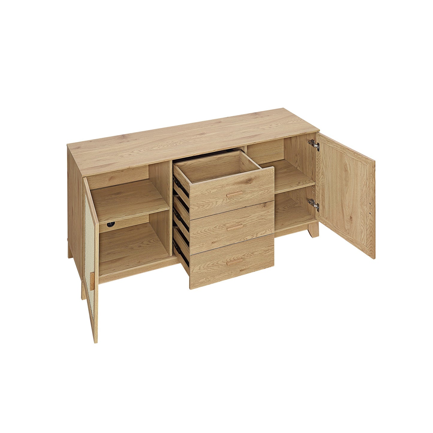 Manhattan Comfort Sheridan 59.05 Modern Cane Sideboard with Adjustable Shelves in Nature SB-4GLF-NA