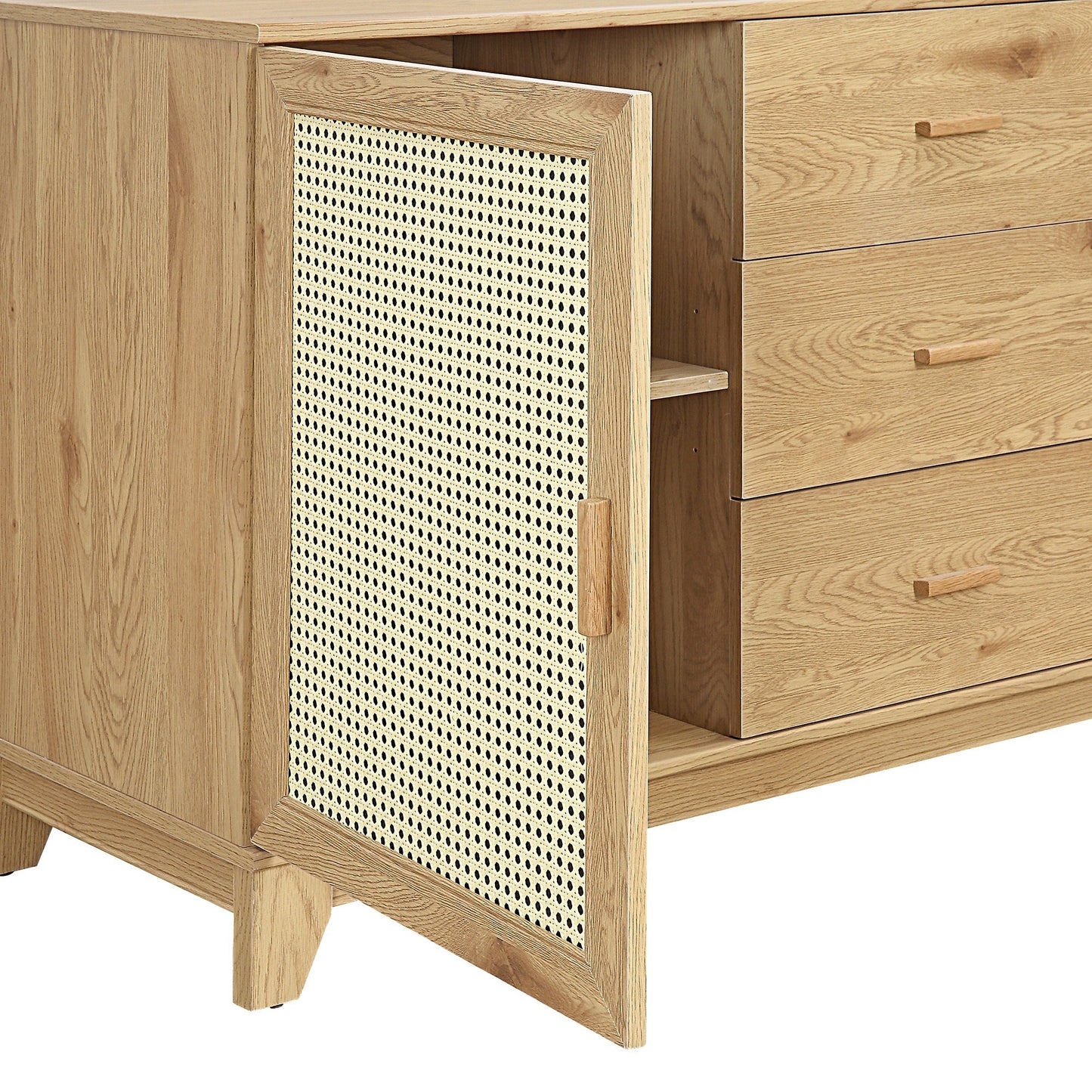 Manhattan Comfort Sheridan 59.05 Modern Cane Sideboard with Adjustable Shelves in Nature SB-4GLF-NA