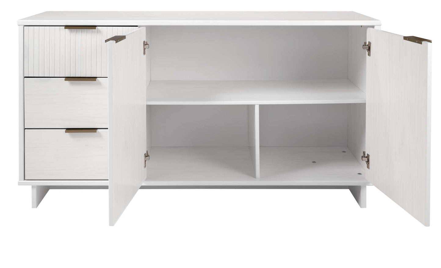 Manhattan Comfort Granville 55.07" Modern Sideboard with 3 Full Extension Drawers in White SB-5001