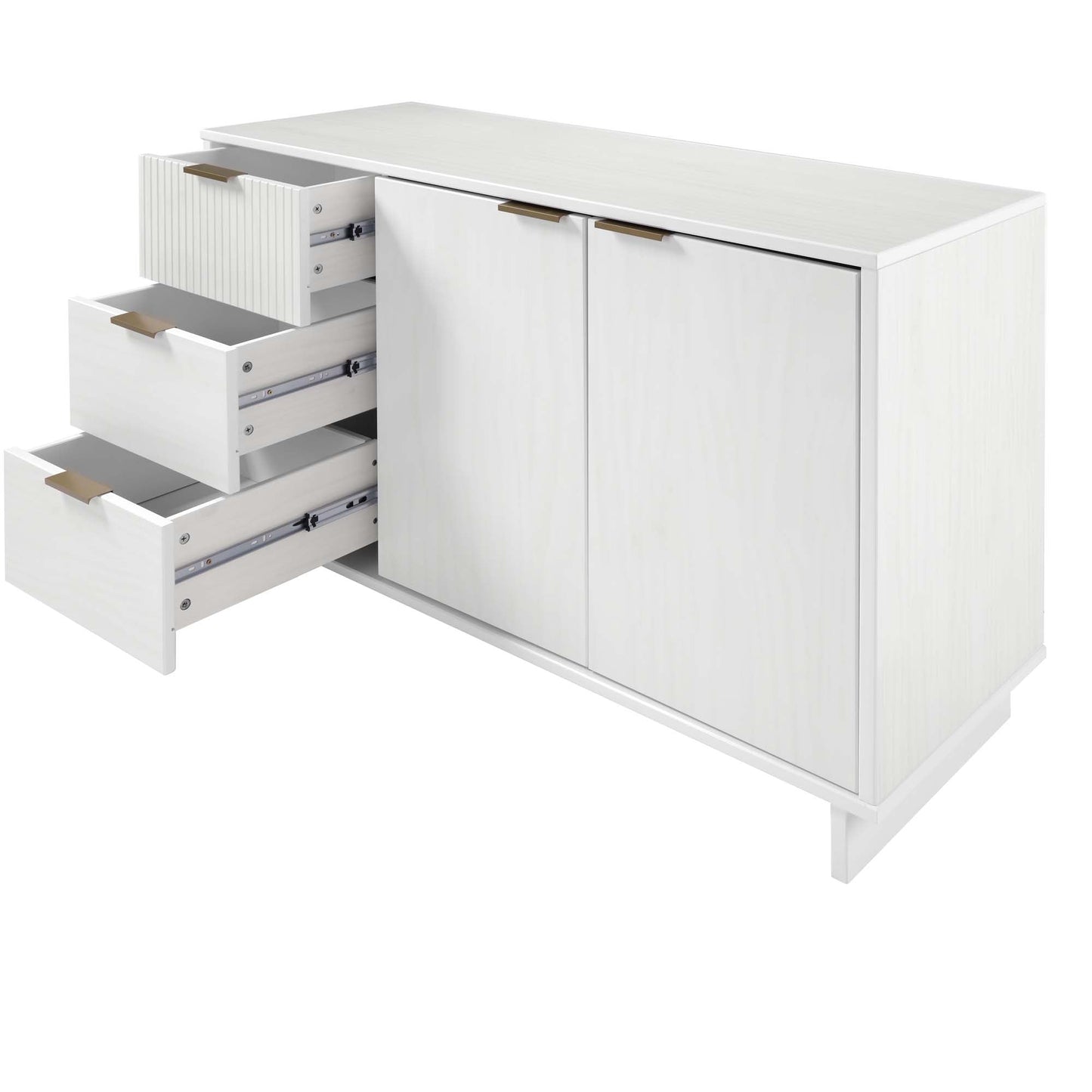 Manhattan Comfort Granville 55.07" Modern Sideboard with 3 Full Extension Drawers in White SB-5001