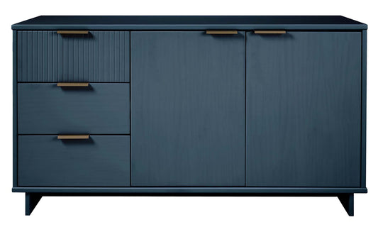 Manhattan Comfort Granville 55.07" Modern Sideboard with 3 Full Extension Drawers in Midnight Blue SB-5004