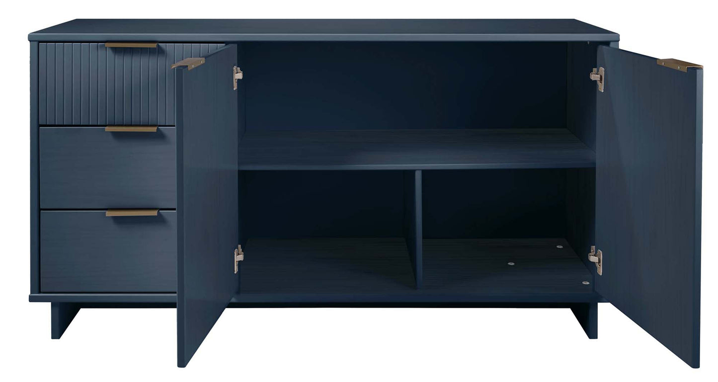 Manhattan Comfort Granville 55.07" Modern Sideboard with 3 Full Extension Drawers in Midnight Blue SB-5004