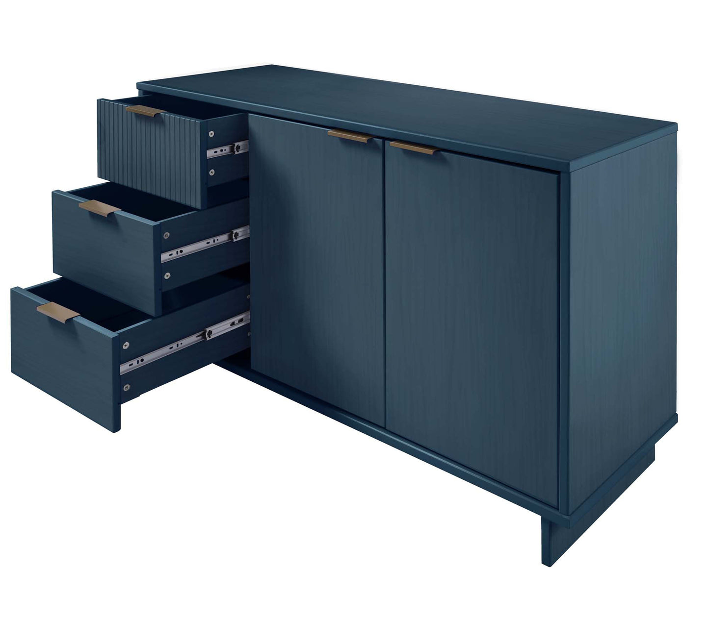 Manhattan Comfort Granville 55.07" Modern Sideboard with 3 Full Extension Drawers in Midnight Blue SB-5004
