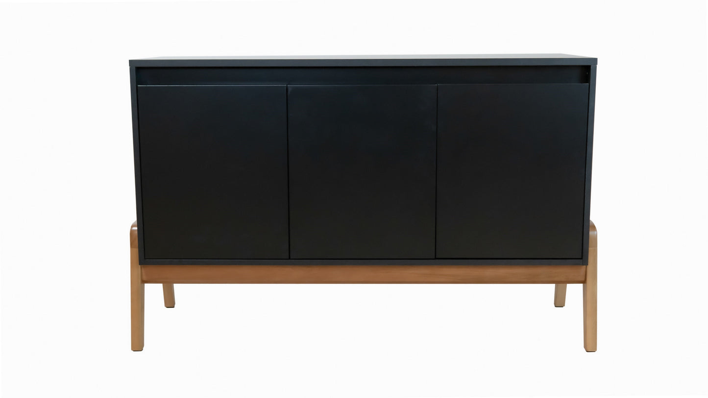 Manhattan Comfort Mid-Century Modern Gales 48.50 Sideboard with Solid Wood Legs in Matte Black SB-62676-BK