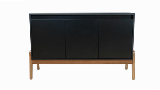 Manhattan Comfort Mid-Century Modern Gales 48.50 Sideboard with Solid Wood Legs in Matte Black SB-62676-BK