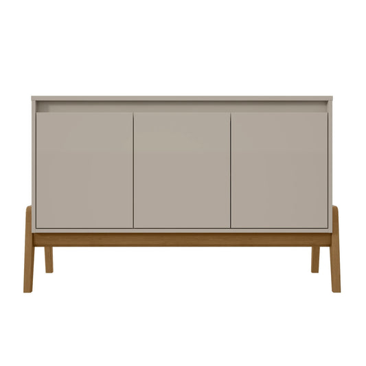 Manhattan Comfort Mid-Century Modern Gales 48.50 Sideboard with Solid Wood Legs in Greige SB-62676-OW
