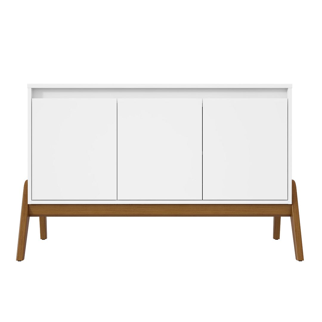 Manhattan Comfort Mid-Century Modern Gales 48.50 Sideboard with Solid Wood Legs in Matte White