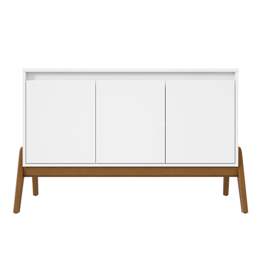 Manhattan Comfort Mid-Century Modern Gales 48.50 Sideboard with Solid Wood Legs in Matte White SB-62676-WH