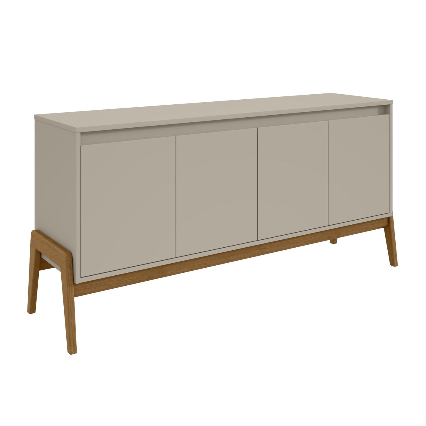 Manhattan Comfort Mid-Century Modern Gales 63.32 Sideboard with Solid Wood Legs in Greige SB-62722-OW