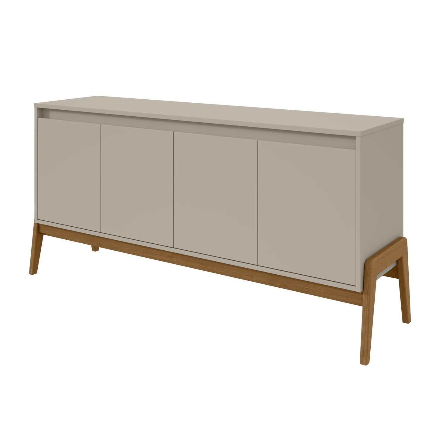 Manhattan Comfort Mid-Century Modern Gales 63.32 Sideboard with Solid Wood Legs in Greige SB-62722-OW