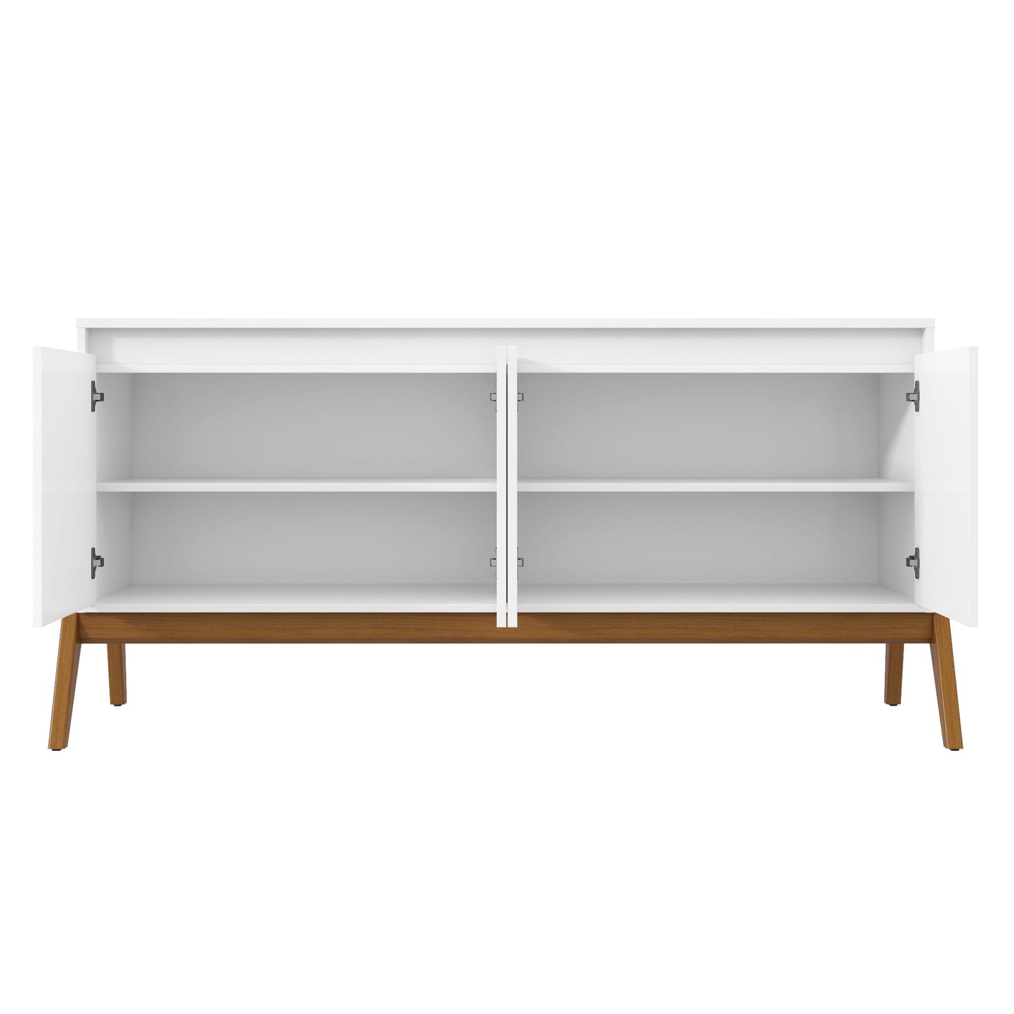 Manhattan Comfort Mid-Century Modern Gales 63.32 Sideboard with Solid Wood Legs in Matte White SB-62722-WH