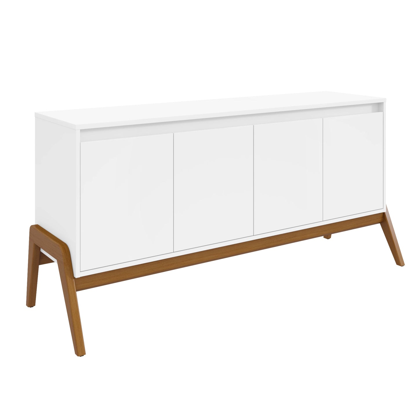Manhattan Comfort Mid-Century Modern Gales 63.32 Sideboard with Solid Wood Legs in Matte White SB-62722-WH