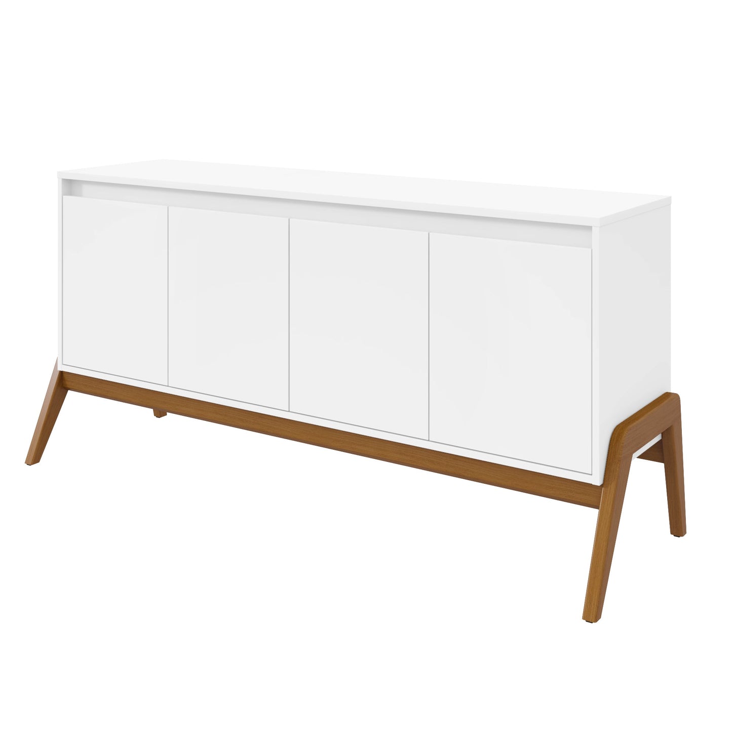 Manhattan Comfort Mid-Century Modern Gales 63.32 Sideboard with Solid Wood Legs in Matte White SB-62722-WH