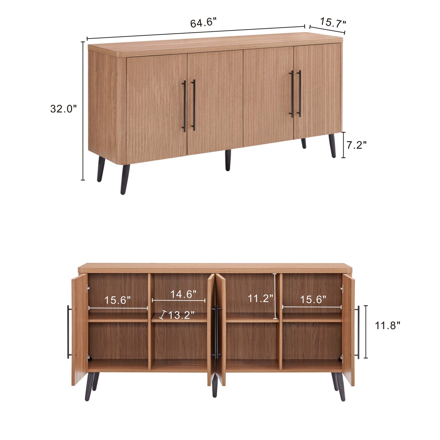 Manhattan Comfort Mid Century- Modern Jodie 64.6" Sideboard in Maple SB001-MP