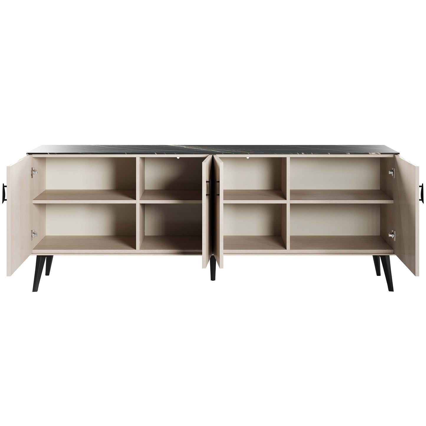 Manhattan Comfort Haley 78.7" Mid-Century Modern Sideboard in White and Black Marble SB002-WB