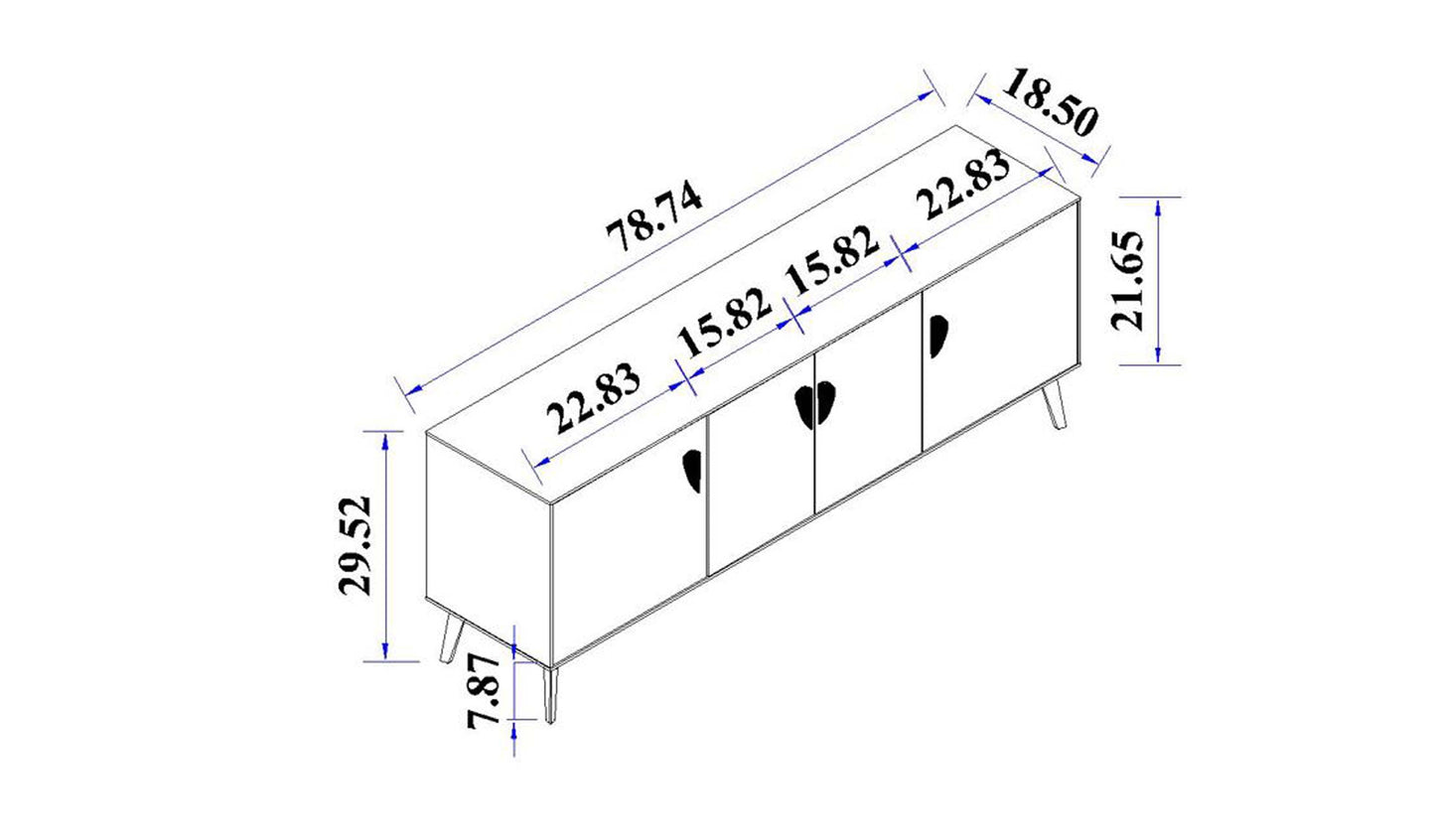 Manhattan Comfort Haley 78.7" Mid-Century Modern Sideboard in White SB002-WH