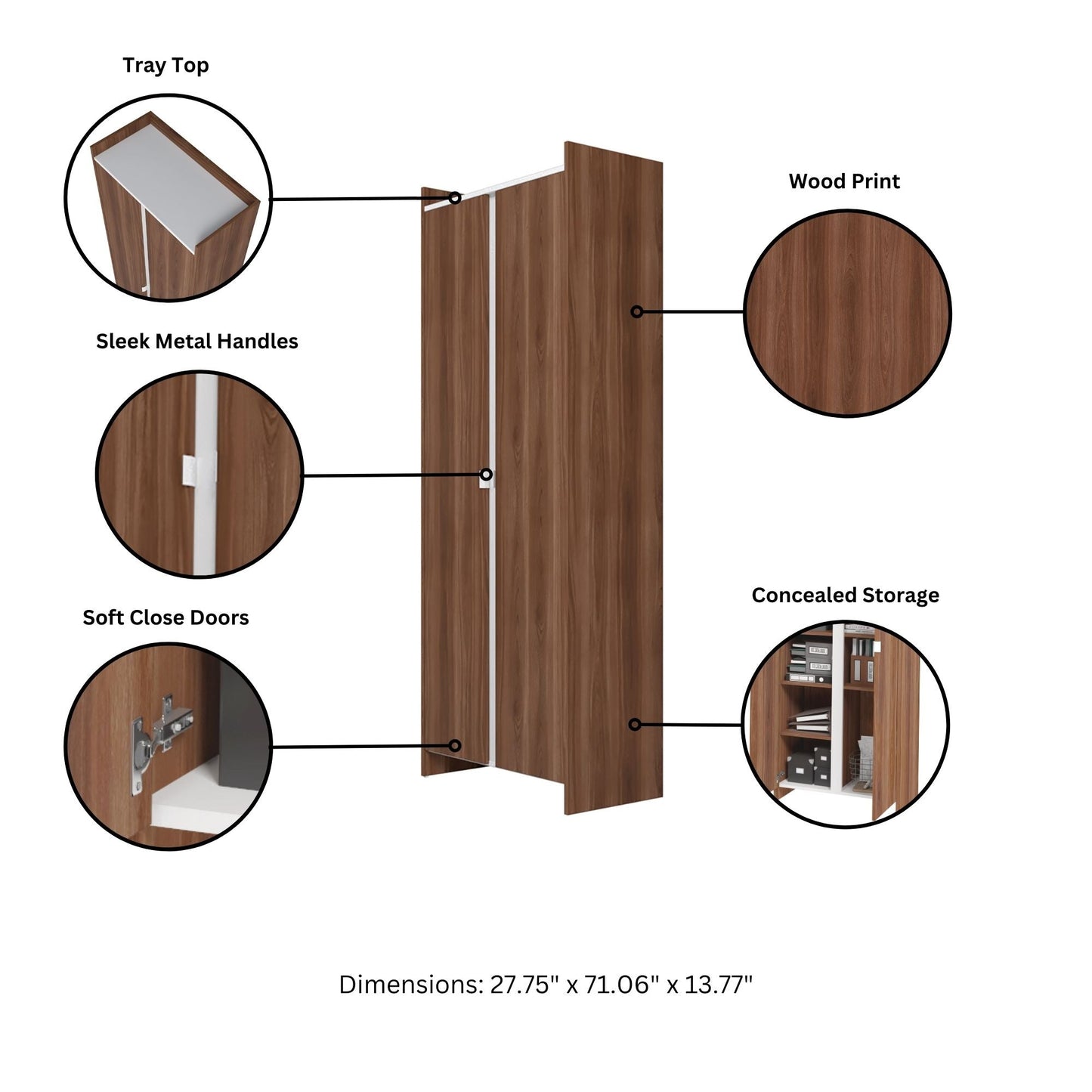 Manhattan Comfort Mid-Century Modern Ratzer Storage Cabinet with 11 Shelves in Brown and White SC-317AMC192