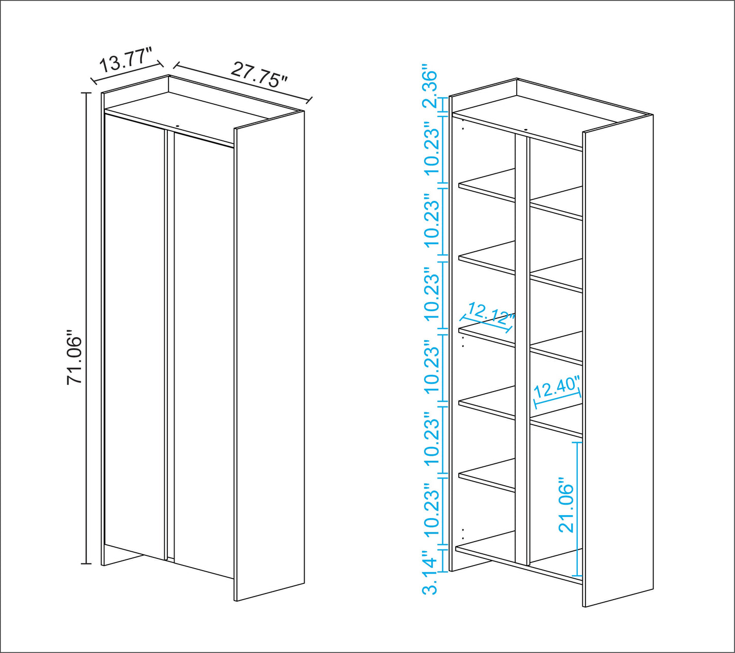 Manhattan Comfort Mid-Century Modern Ratzer Storage Cabinet with 11 Shelves in White and Brown SC-317AMC193