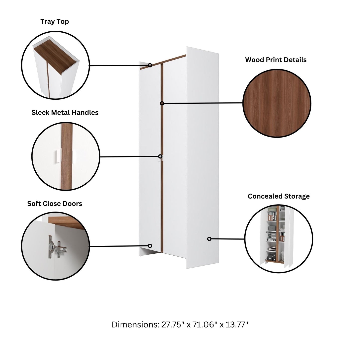 Manhattan Comfort Mid-Century Modern Ratzer Storage Cabinet with 11 Shelves in White and Brown SC-317AMC193