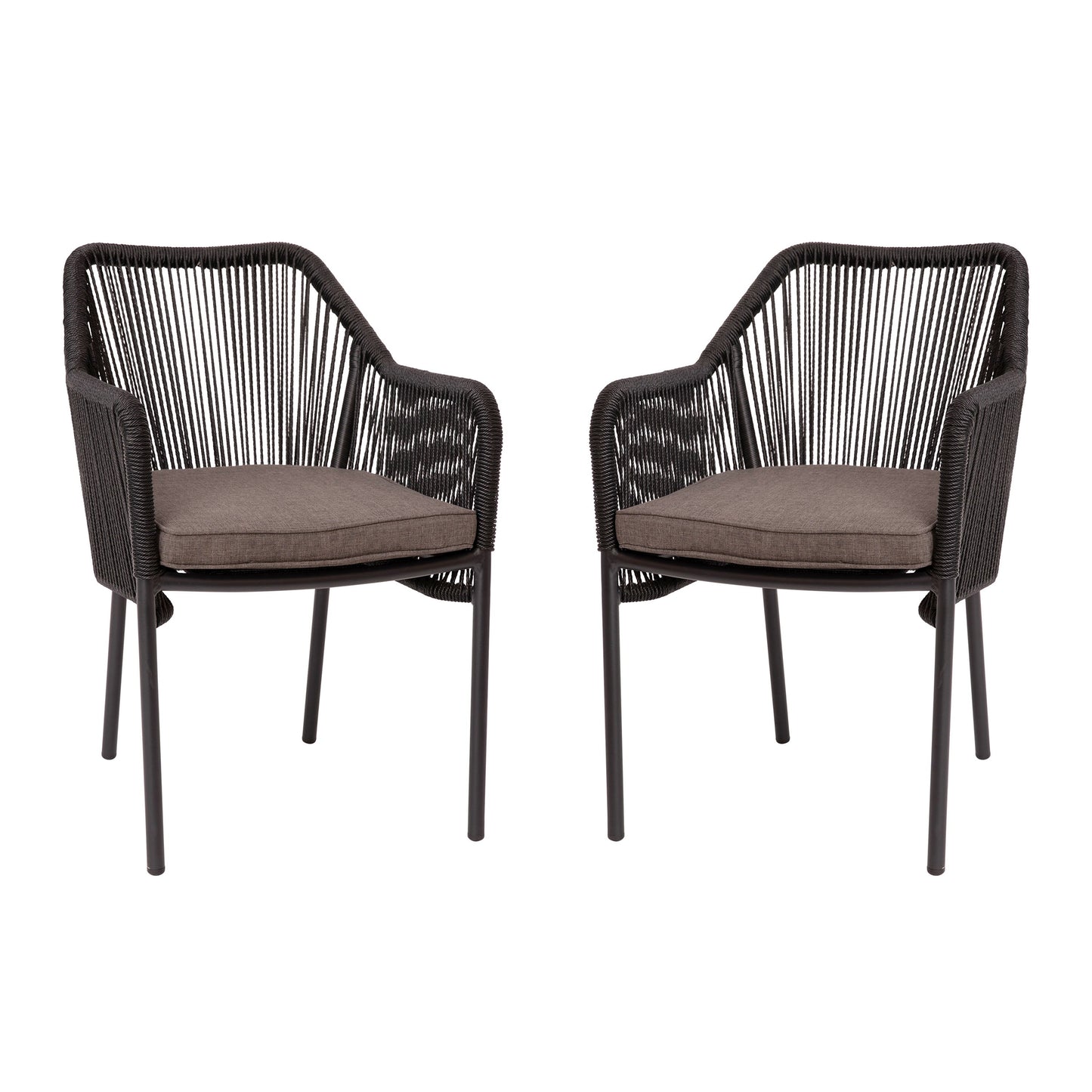 Set of 2 All-Weather Club Chairs with Arms - Stacks up to 6 Chairs High