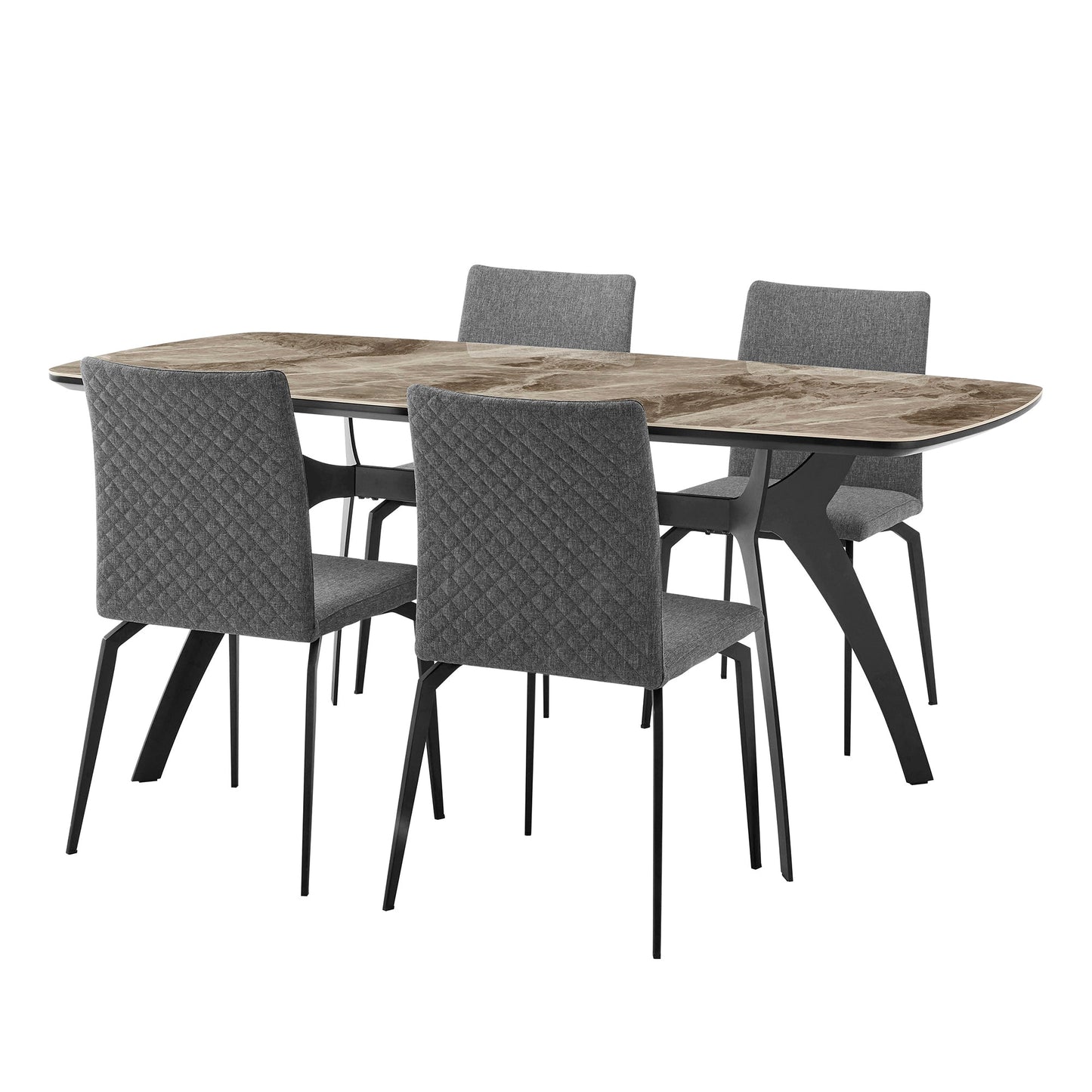 Andes and Lyon Gray Fabric 5 Piece Rectangular Dining Set