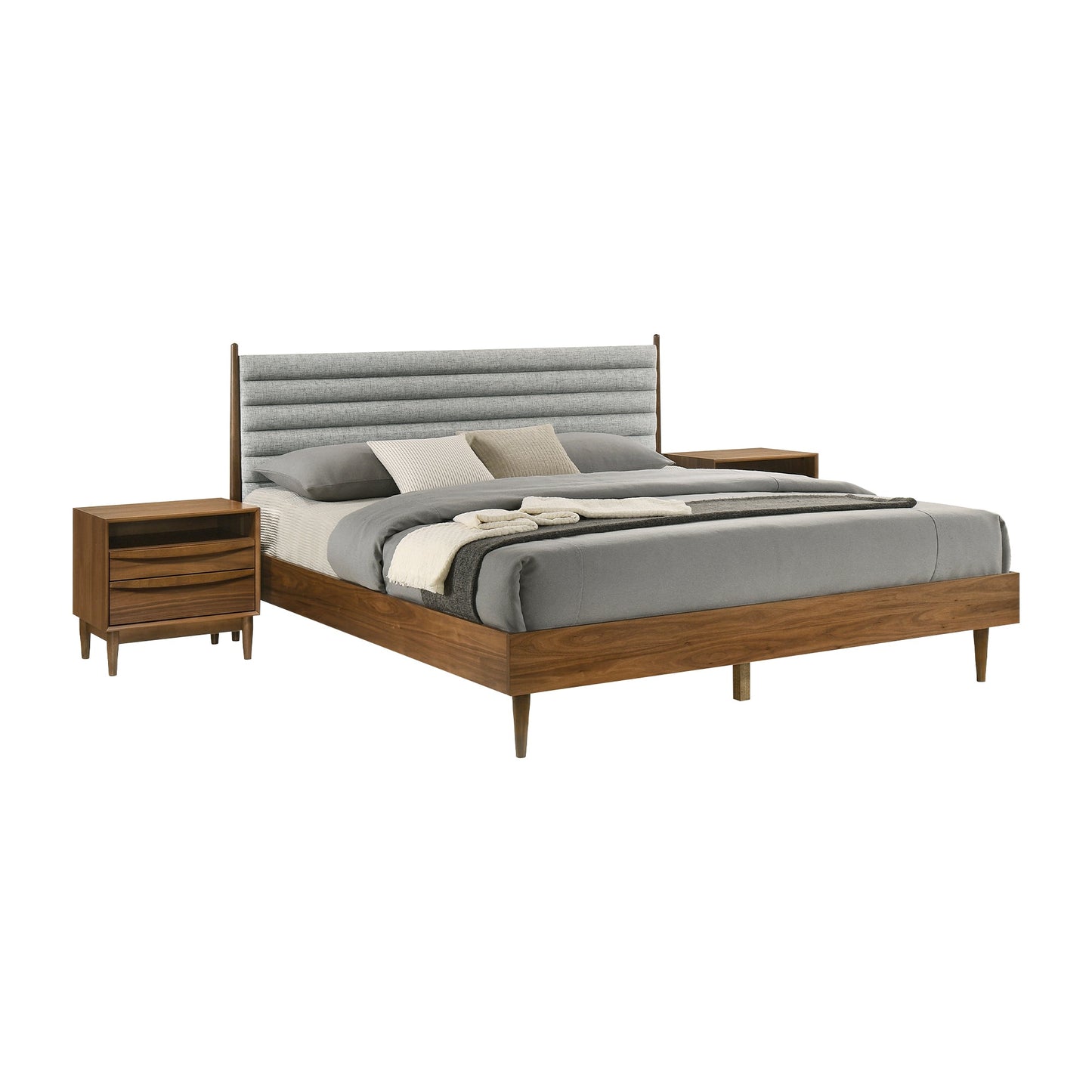 Artemio King 3 Piece Wood Bedroom Set in Walnut Finish