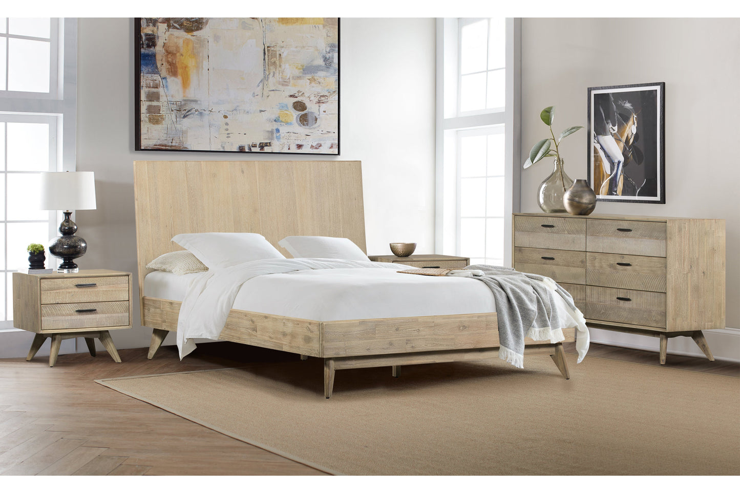 Baly 4 Piece Acacia King Platform Bedroom Set with Dresser and Nightstands