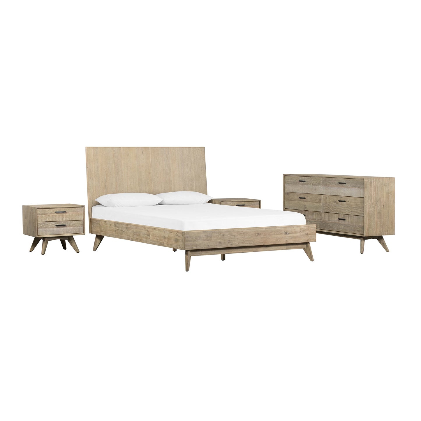 Baly 4 Piece Acacia Queen Platform Bedroom Set with Dresser and Nightstands