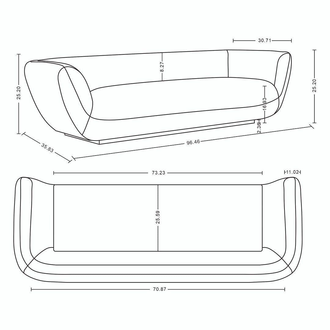 Manhattan Comfort Contemporary Ulka Boucle Sofa with Pillows in Light Brown