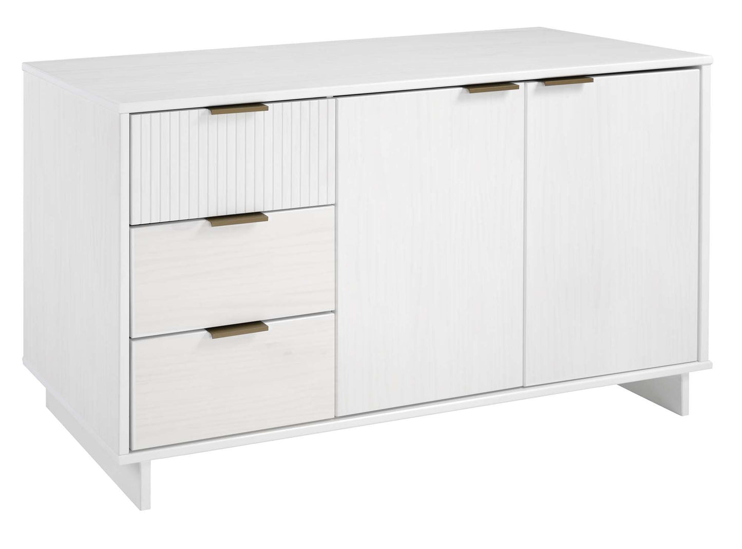 Manhattan Comfort Granville 55.07" Modern Sideboard with 3 Full Extension Drawers in White SB-5001
