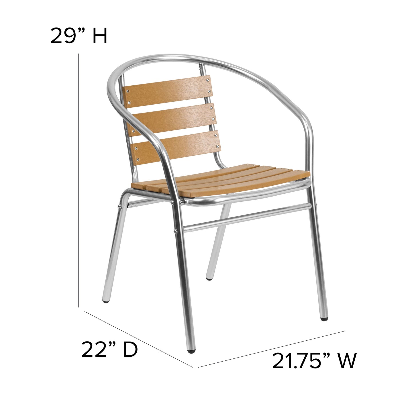 Aluminum Teak Back Chair TLH-017W-GG