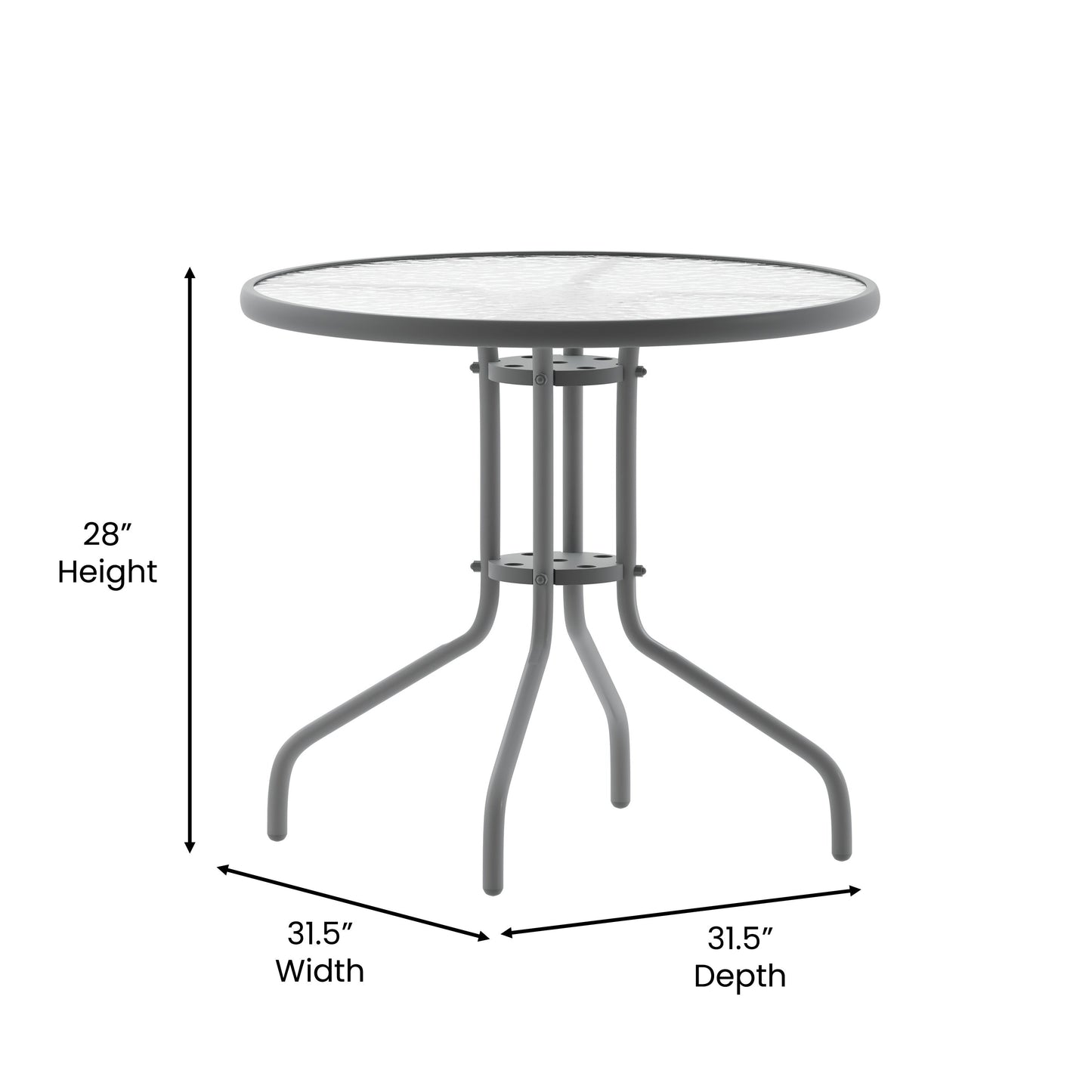 31.5RD Silver Patio Table TLH-070-2-SV-GG