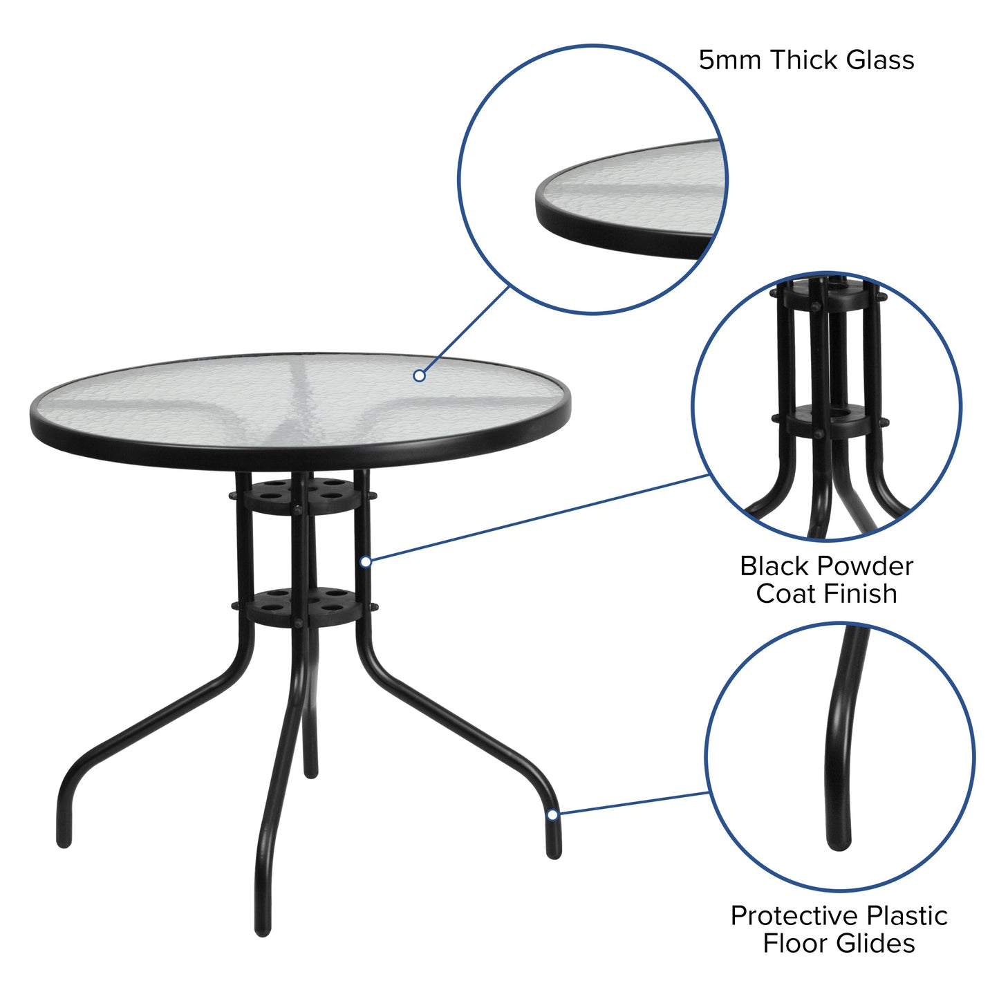 31.5" Round Black Patio Set TLH-0702303C-GG
