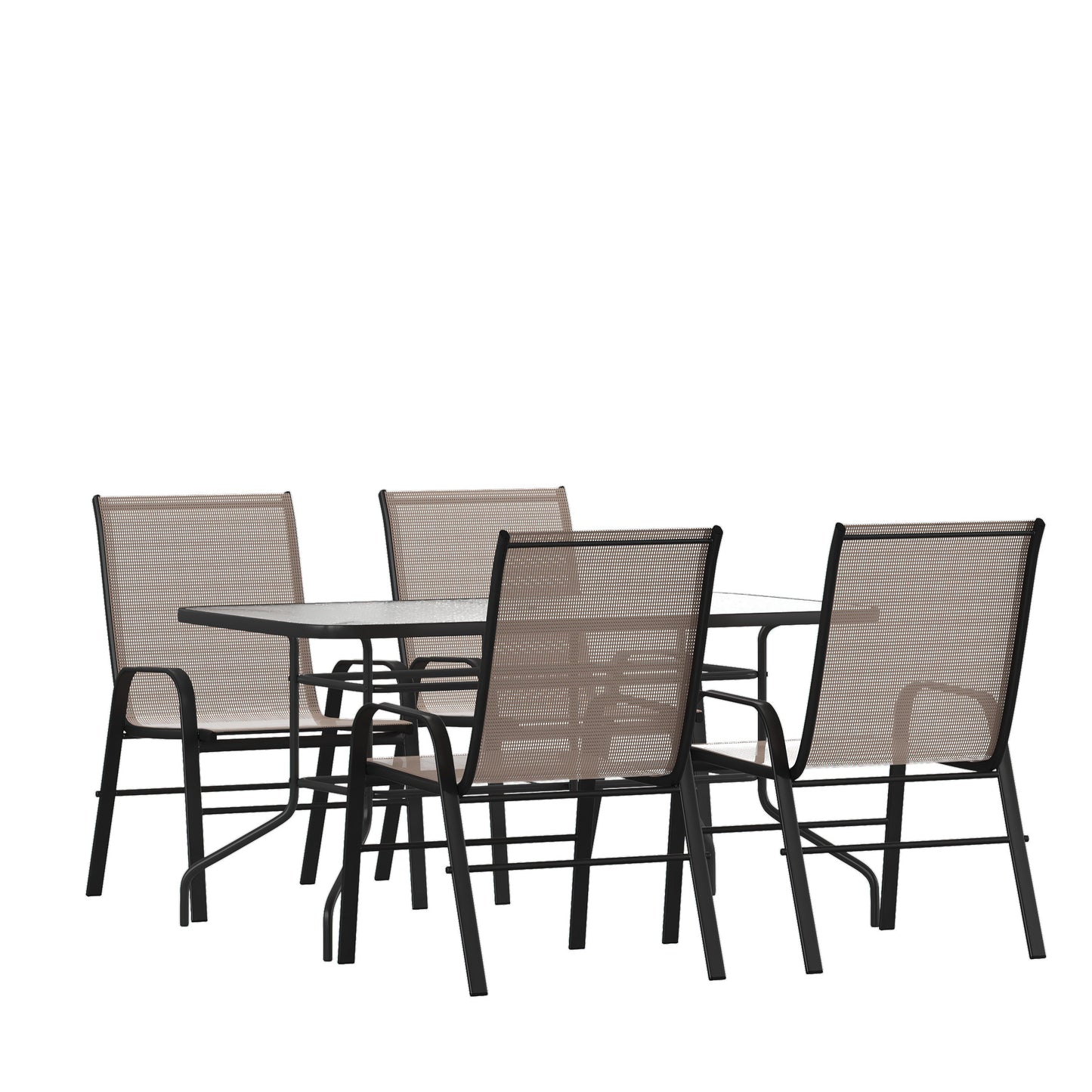 31.5x55 Brown Patio Table Set TLH-089REC-303CBN4-GG
