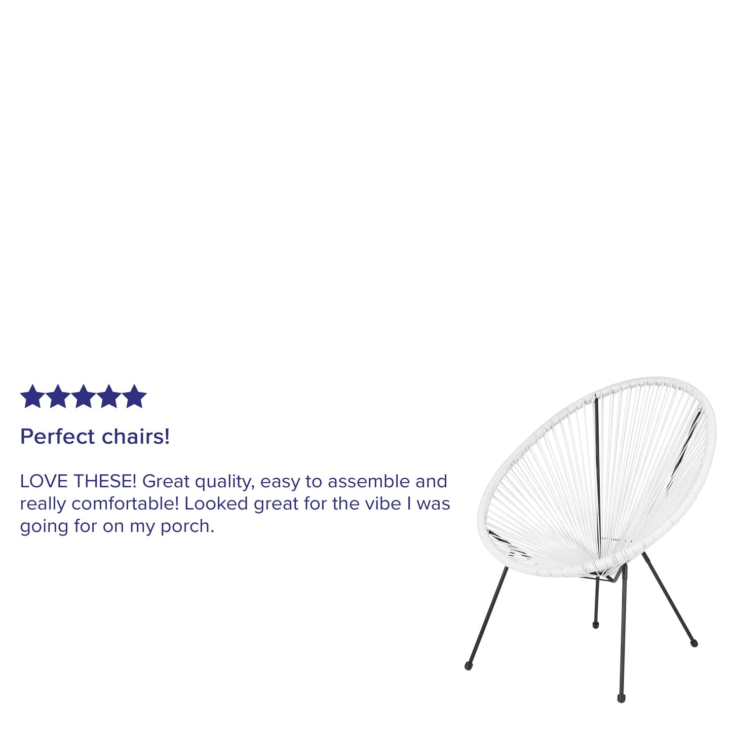 White Bungee Oval Lounge Chair TLH-094-WHITE-GG