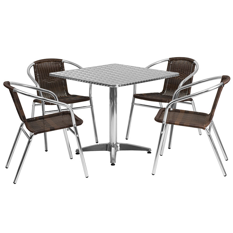 31.5SQ Aluminum Table Set TLH-ALUM-32SQ-020CHR4-GG