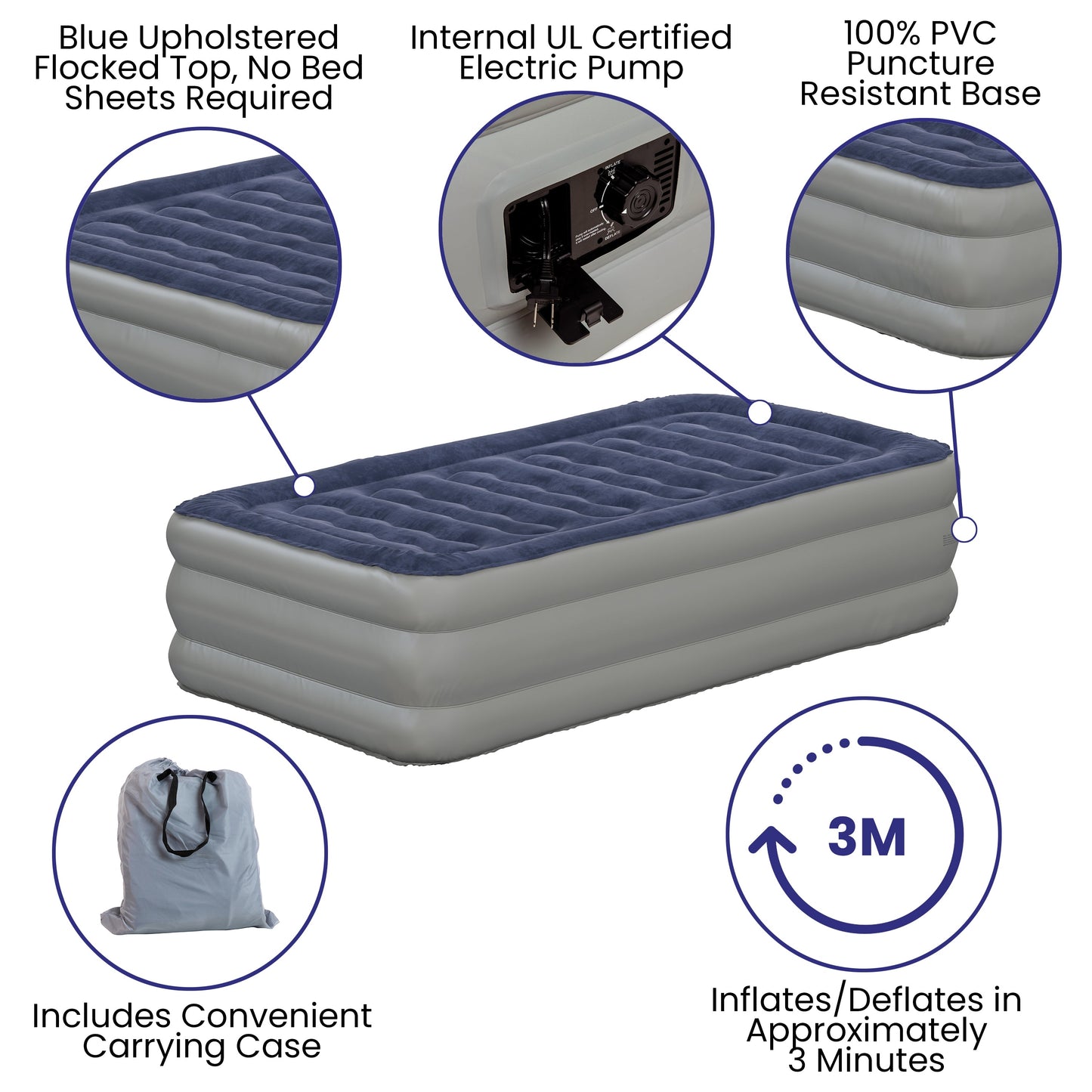 18 Inch Twin Air Mattress WG-AM101-18-T-GG