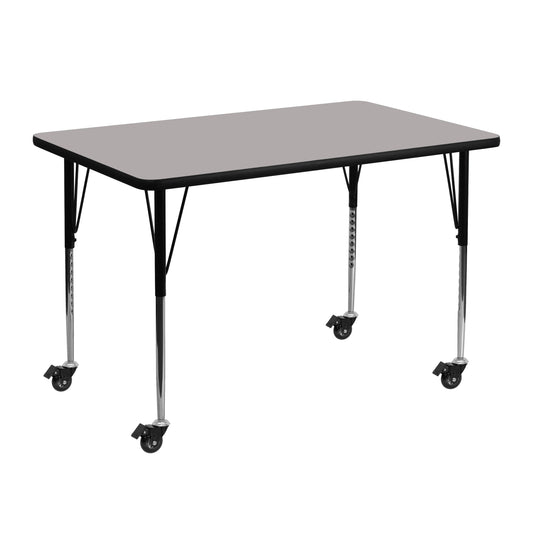30x48 REC Grey Activity Table XU-A3048-REC-GY-H-A-CAS-GG