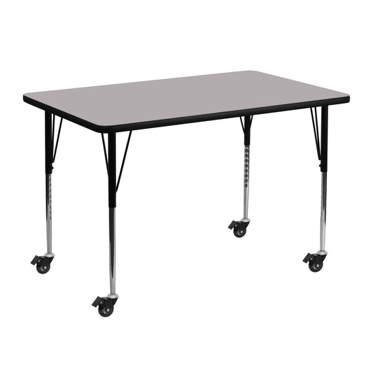 30x48 REC Grey Activity Table XU-A3048-REC-GY-T-A-CAS-GG