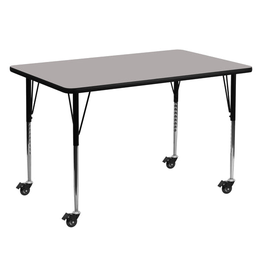 30x60 REC Grey Activity Table XU-A3060-REC-GY-H-A-CAS-GG
