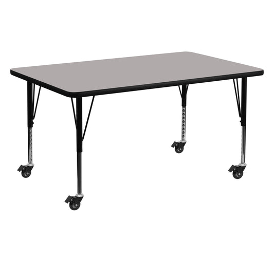 30x60 REC Grey Activity Table XU-A3060-REC-GY-H-P-CAS-GG