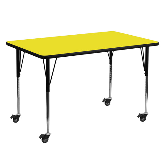 30x60 Yellow Activity Table XU-A3060-REC-YEL-H-A-CAS-GG
