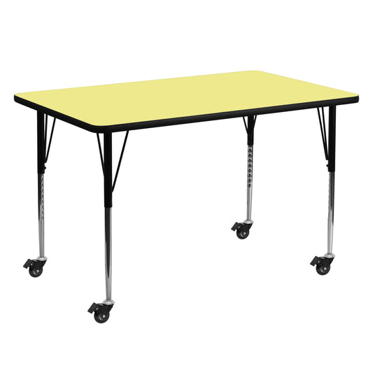 30x60 Yellow Activity Table XU-A3060-REC-YEL-T-A-CAS-GG