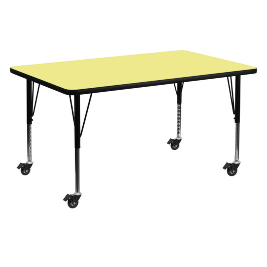 30x60 Yellow Activity Table XU-A3060-REC-YEL-T-P-CAS-GG