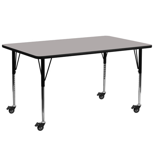 30x72 REC Grey Activity Table XU-A3072-REC-GY-H-A-CAS-GG