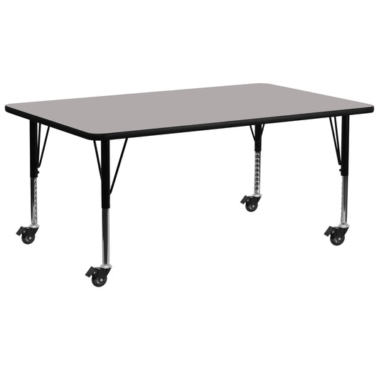 30x72 REC Grey Activity Table XU-A3072-REC-GY-H-P-CAS-GG